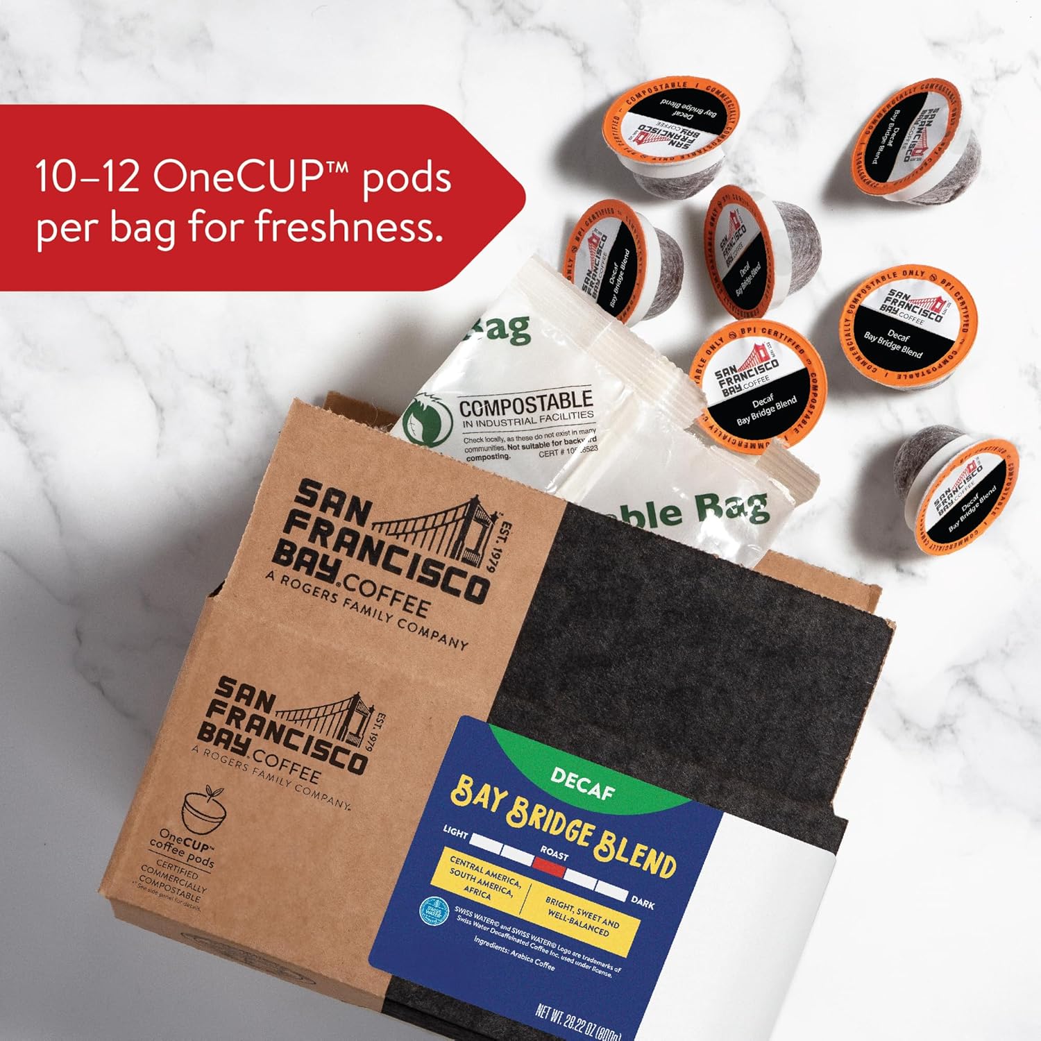 San Francisco Bay Compostable Coffee Pods - DECAF Bay Bridge Blend (80 Ct) K Cup Compatible, Medium Roast, Swiss Water Processed4 - Copy