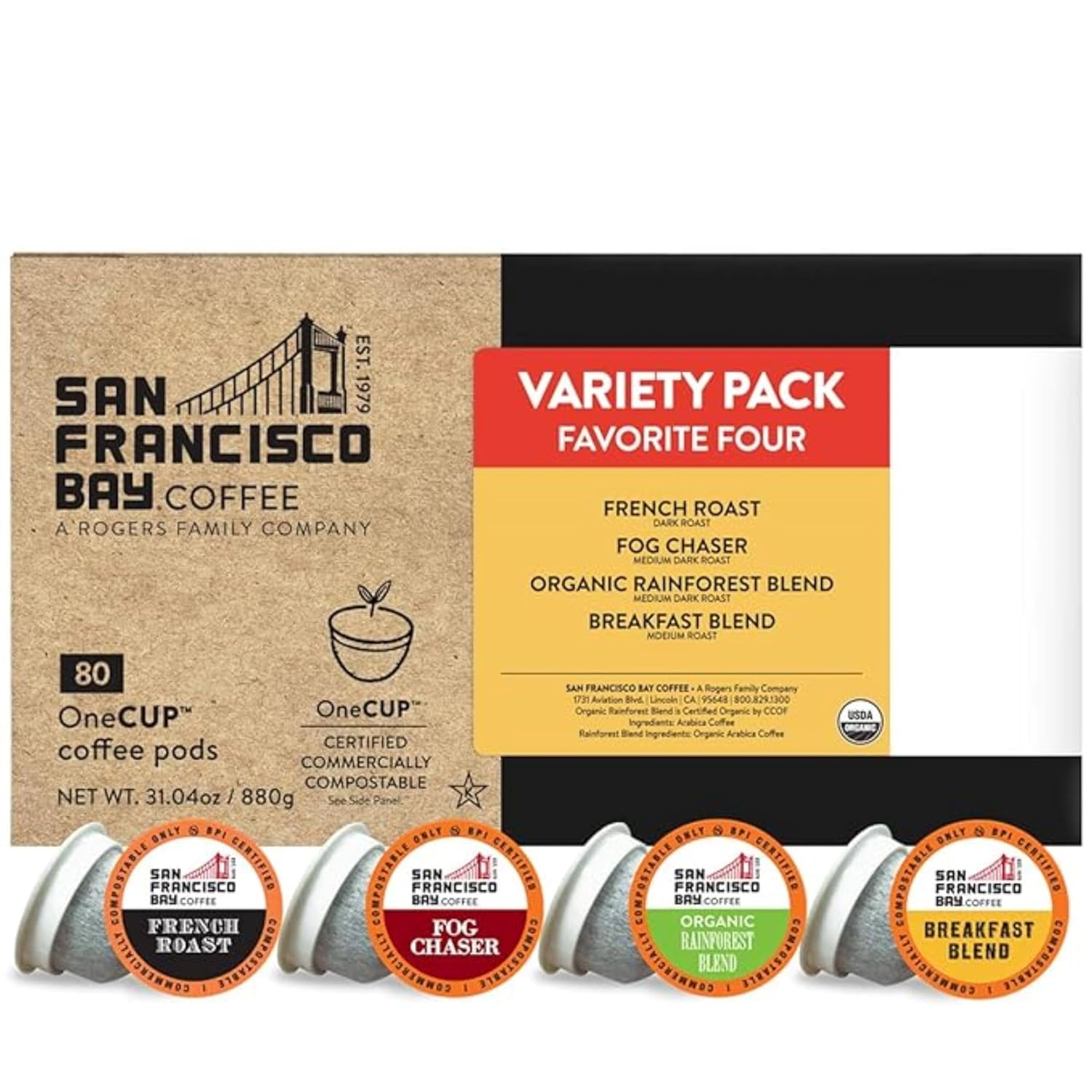 San Francisco Bay Compostable Coffee Pods - Original Variety Pack (80 Ct) K Cup Compatible including Keurig 2.0, French, Breakfast, Fog, Organic Rainforest San Francisco Bay Compostable Coffee Pods - Original Variety Pack (80 Ct) K Cup Compatible including Keurig 2.0, French, Breakfast, Fog, Organic Rainforest
