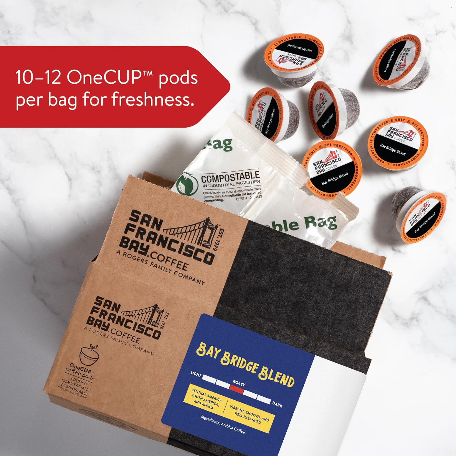 San Francisco Bay Compostable Coffee Pods – Bay Bridge Blend (80 Ct) K Cup Compatible, Medium Roast6