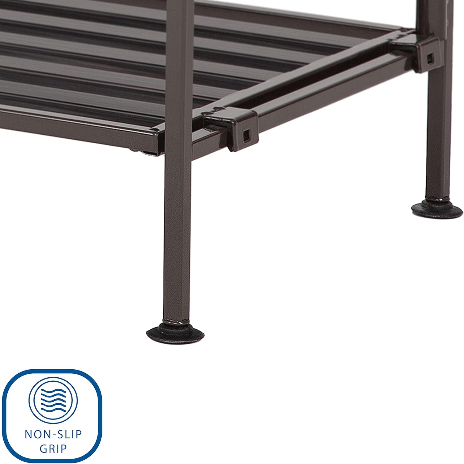 Seville Classics Sturdy Freestanding Storage Shelf for Bedroom, Closet, Entryway, Dorm Room Organizer Stackable Durable Metal Shoe Rack Espresso Slat, 3-Tier (NEW MODEL)7