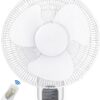 Simple Deluxe 16 Inch Wall Mount Fan with Remote Control, 3 Oscillating Modes, 3 Speed, Timer, 1 Pack