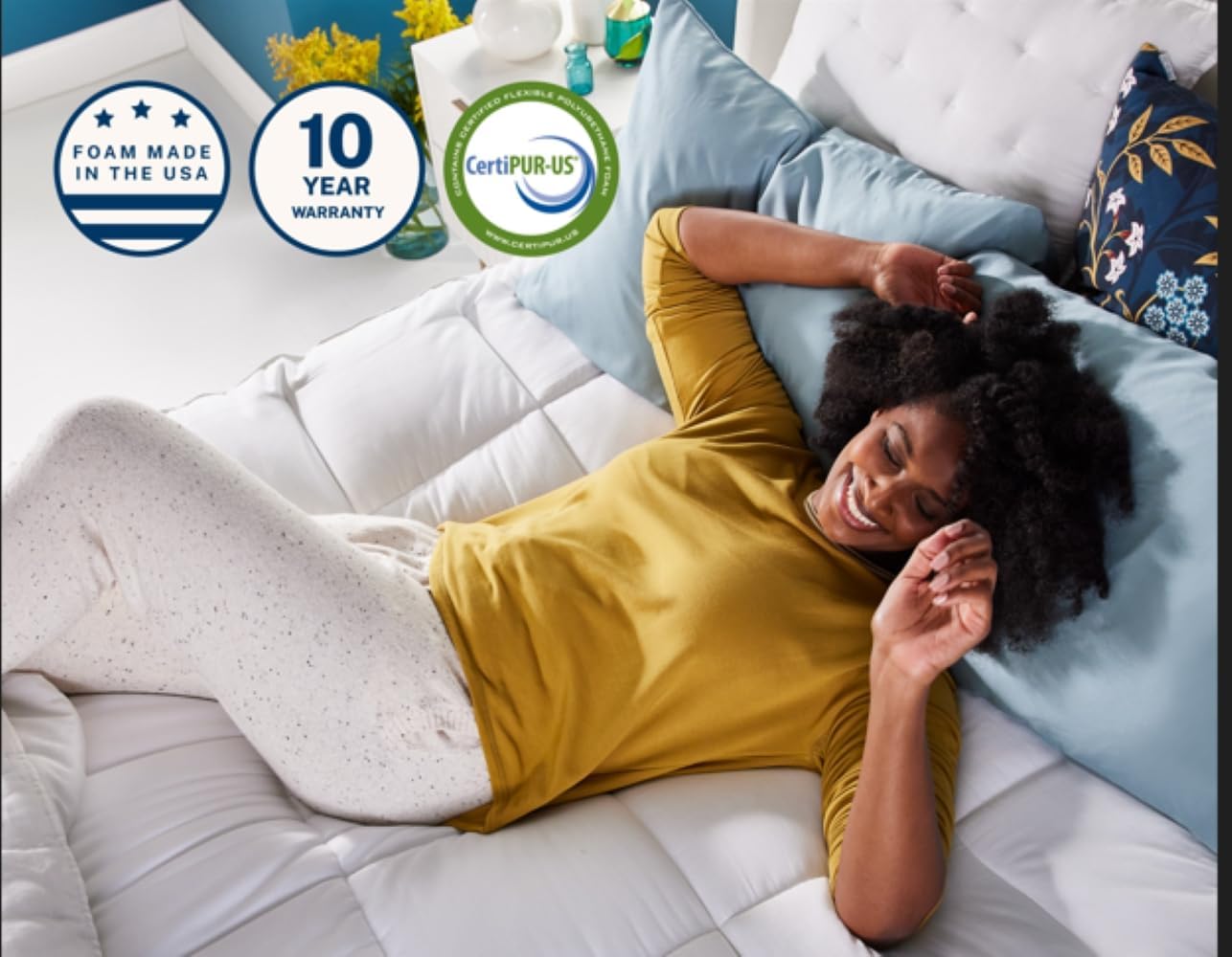 Sleep Innovations Dual Layer 4 Inch Memory Foam Mattress Topper, California King Size, Ultra Soft Support, 3 Inch Cooling Gel Memory Foam Plus 1 Inch Fluffy Pillow Top Cover3