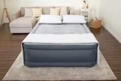 SleepLux Queen Air Mattress | Supersoft Snugable Top, Extra Durable Tough Guard with Built-in Pillow | Raised 22