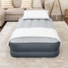 SleepLux Twin Air Mattress Supersoft Snugable Top Extra Durable Tough Guard with Built-in Pillow Raised 15" Airbed with Built in Pump + USB Charger Twin 15", Small, Grey
