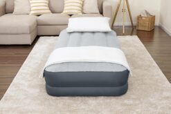 SleepLux Twin Air Mattress Supersoft Snugable Top Extra Durable Tough Guard with Built-in Pillow Raised 15