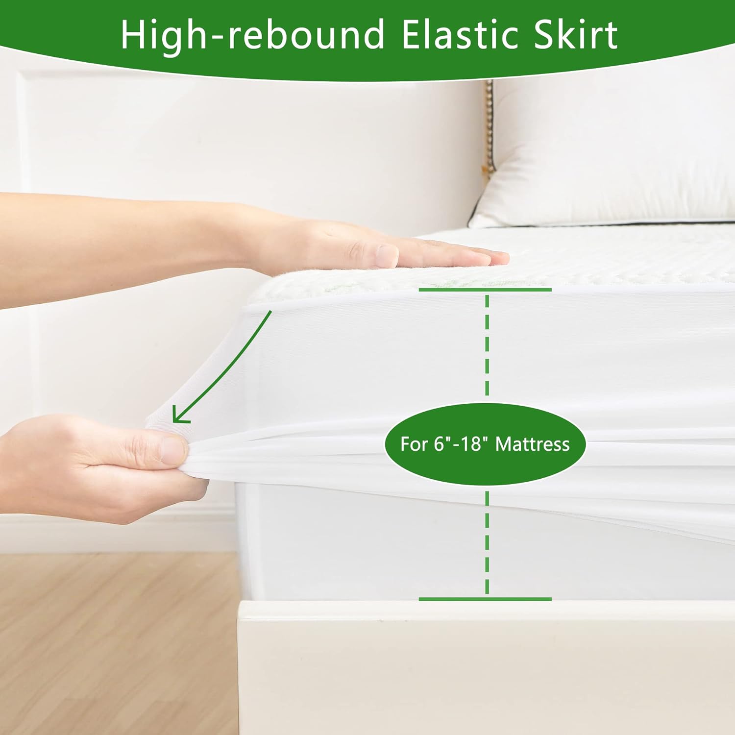 Split King Mattress Protector for Adjustable Bed, Breathable Bamboo Viscose Waterproof Split King Mattress Pad Cover with 6-18 inches Deep Pocket5
