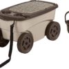 Suncast Outdoor Rolling Garden Scooter - Durable Plastic Portable Garden Seat Rolls in Grass and Dirt - Carries Garden Supplies