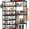 TIMEBAL 8-Tier Shoe Rack Storage Organizer 25-28 Pairs Shoes and Boots Shelf Organizer, Removable & Dust Large Shoe Rack, Stackable Shoe Rack for Boot & Shoe Storage