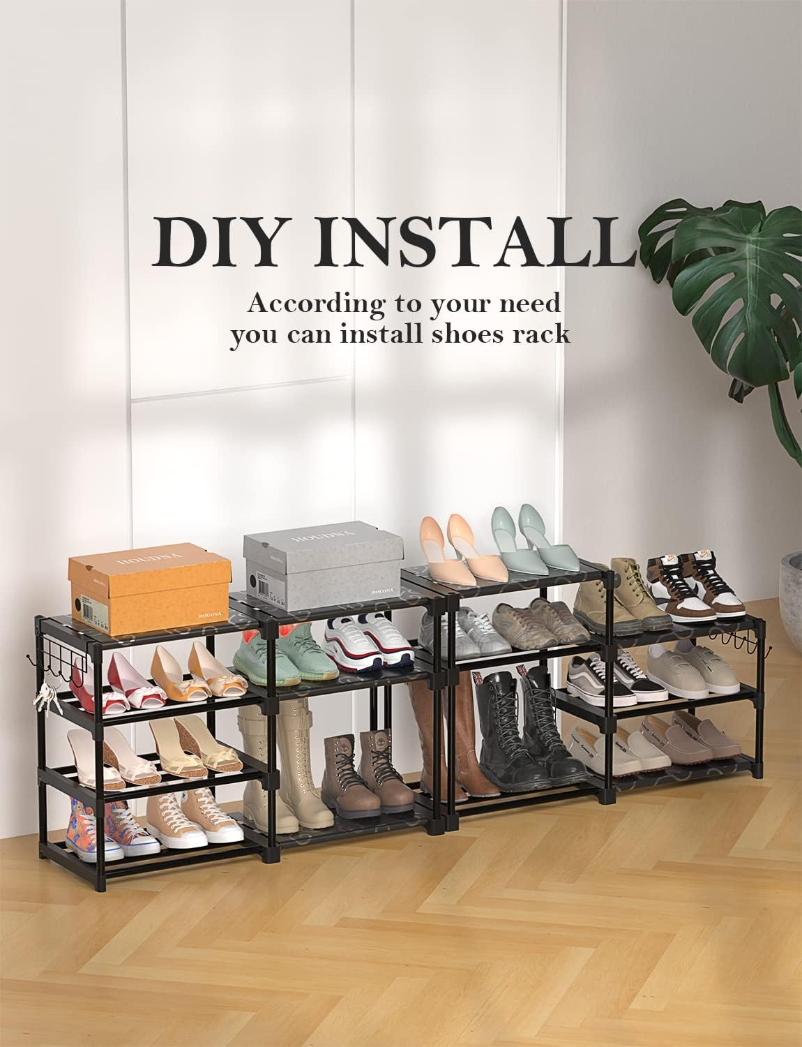TIMEBAL 8-Tier Shoe Rack Storage Organizer 25-28 Pairs Shoes and Boots Shelf Organizer, Removable & Dust Large Shoe Rack, Stackable Shoe Rack for Boot & Shoe Storage5