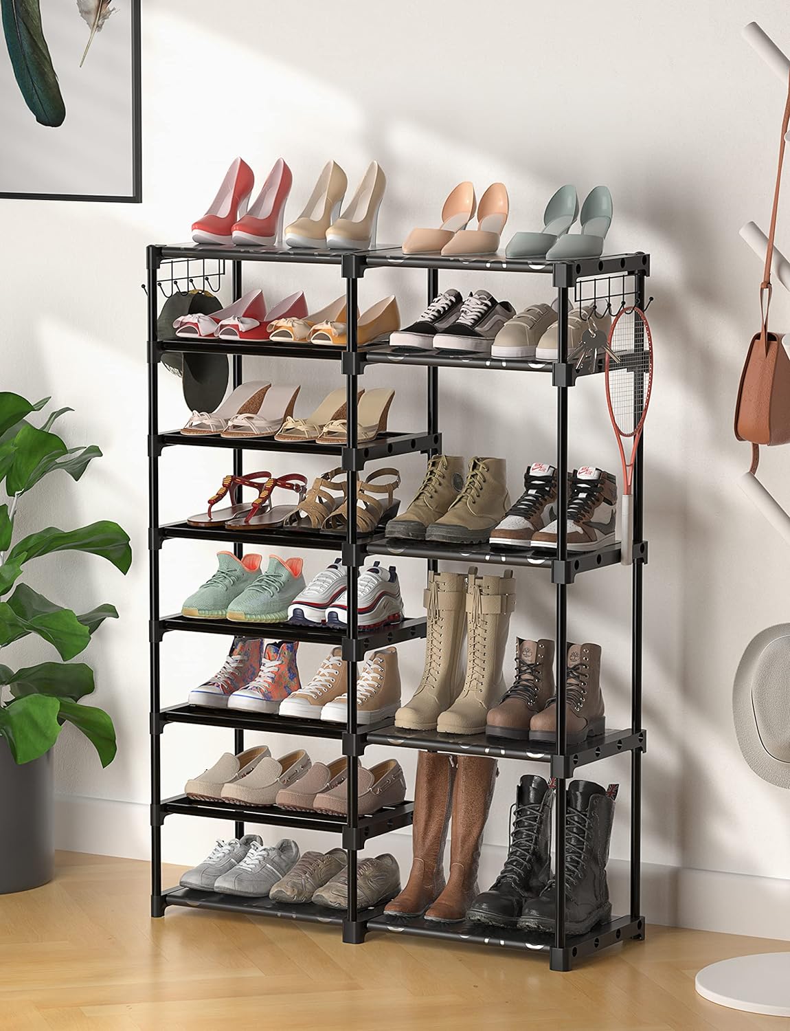 TIMEBAL 8-Tier Shoe Rack Storage Organizer 25-28 Pairs Shoes and Boots Shelf Organizer, Removable & Dust Large Shoe Rack, Stackable Shoe Rack for Boot & Shoe Storage6