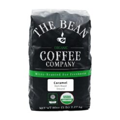 The Bean Organic Coffee Company Caramel, Medium Roast, Ground Coffee, 5-Pound Bag, Café molido tostado orgánico