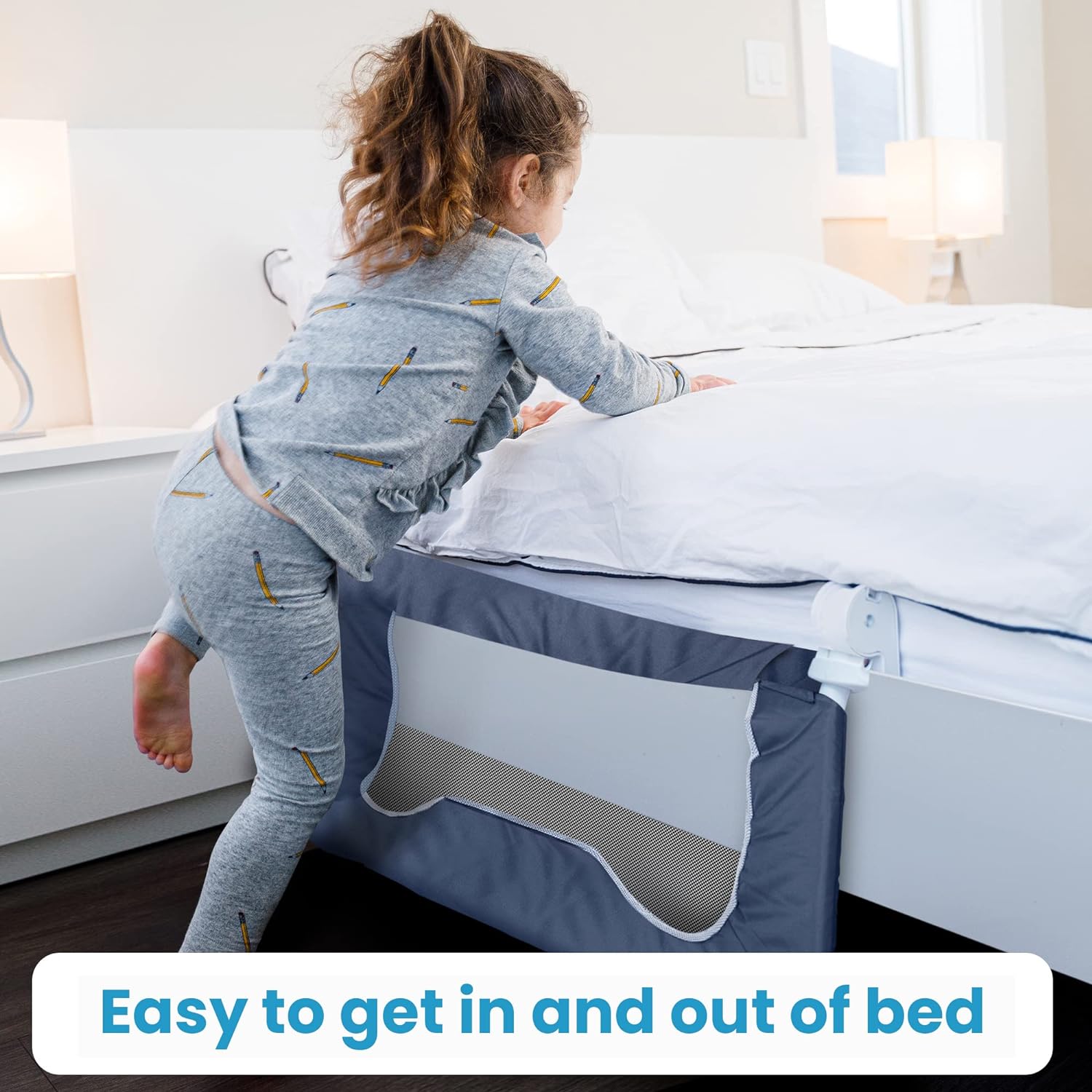 TotCraft Toddler Kids Bed Rails Guard – Universal Baby & Children Bed Rail for Box Spring &slats, Cribs, Twin, Double, Full Size Queen & King Bed - Grey (35.5L19.5H) in8