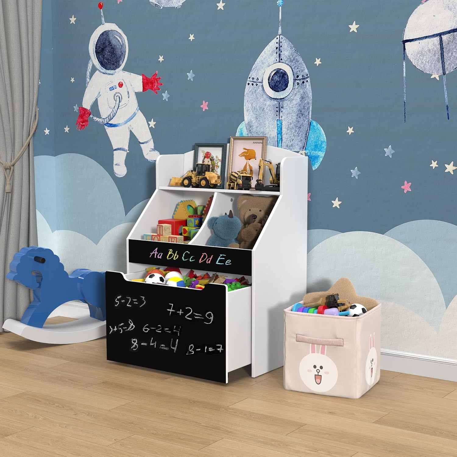 Toy Storage Organizer Kids Bookshelf Rolling Toy Box for Boys Girls Play Room Bedroom4