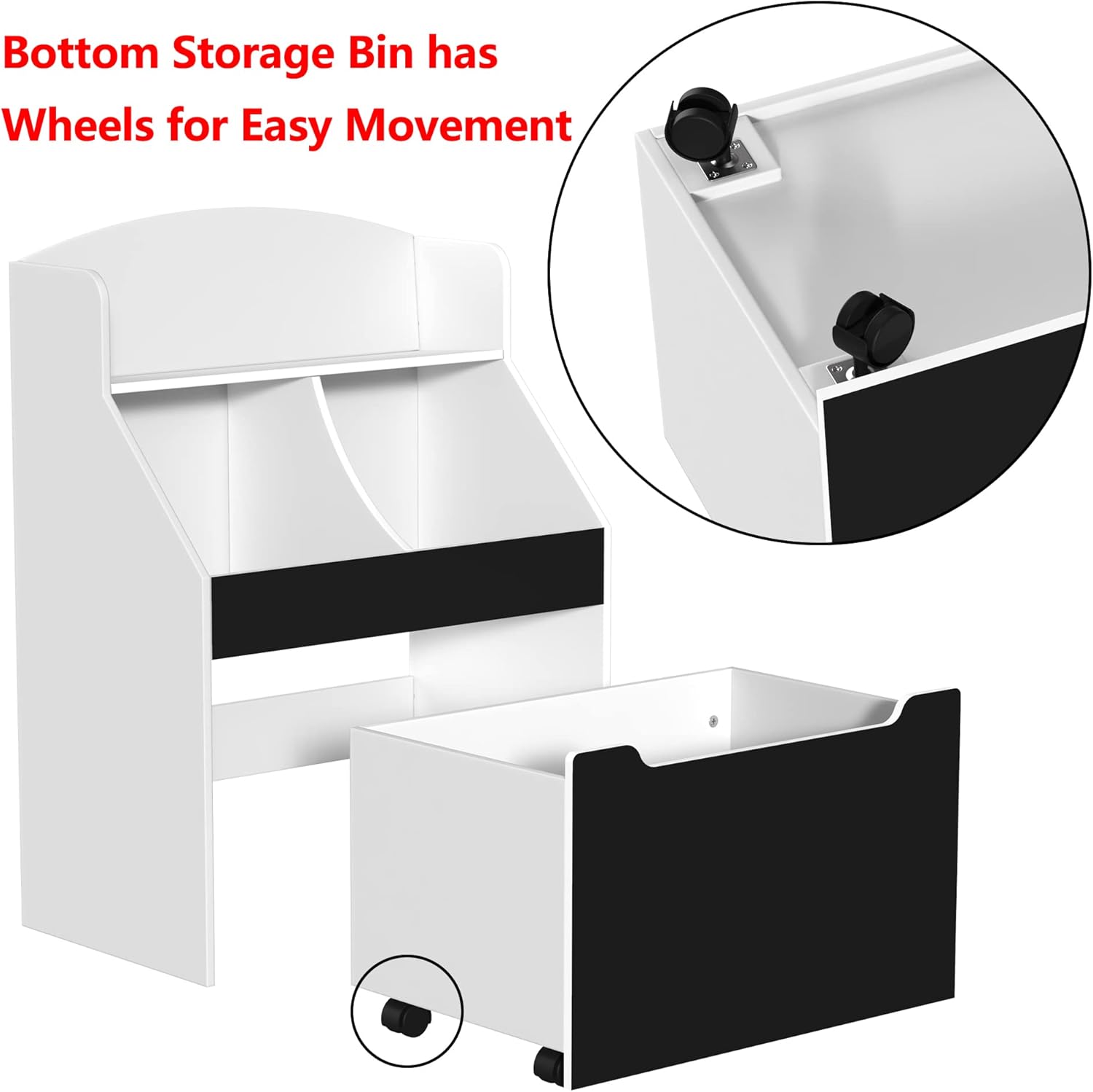 Toy Storage Organizer Kids Bookshelf Rolling Toy Box for Boys Girls Play Room Bedroom6