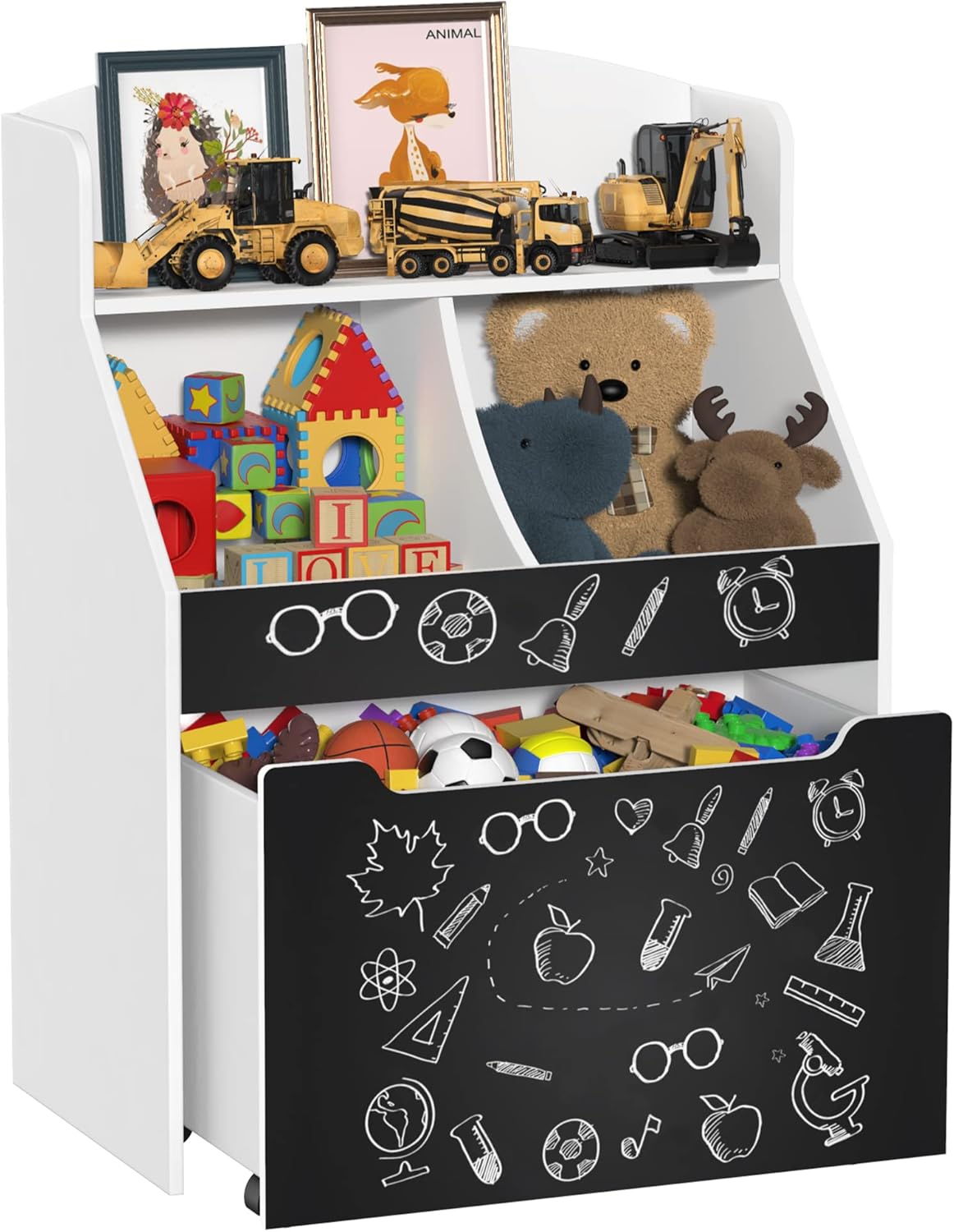 Toy Storage Organizer Kids Bookshelf Rolling Toy Box for Boys Girls Play Room Bedroom8
