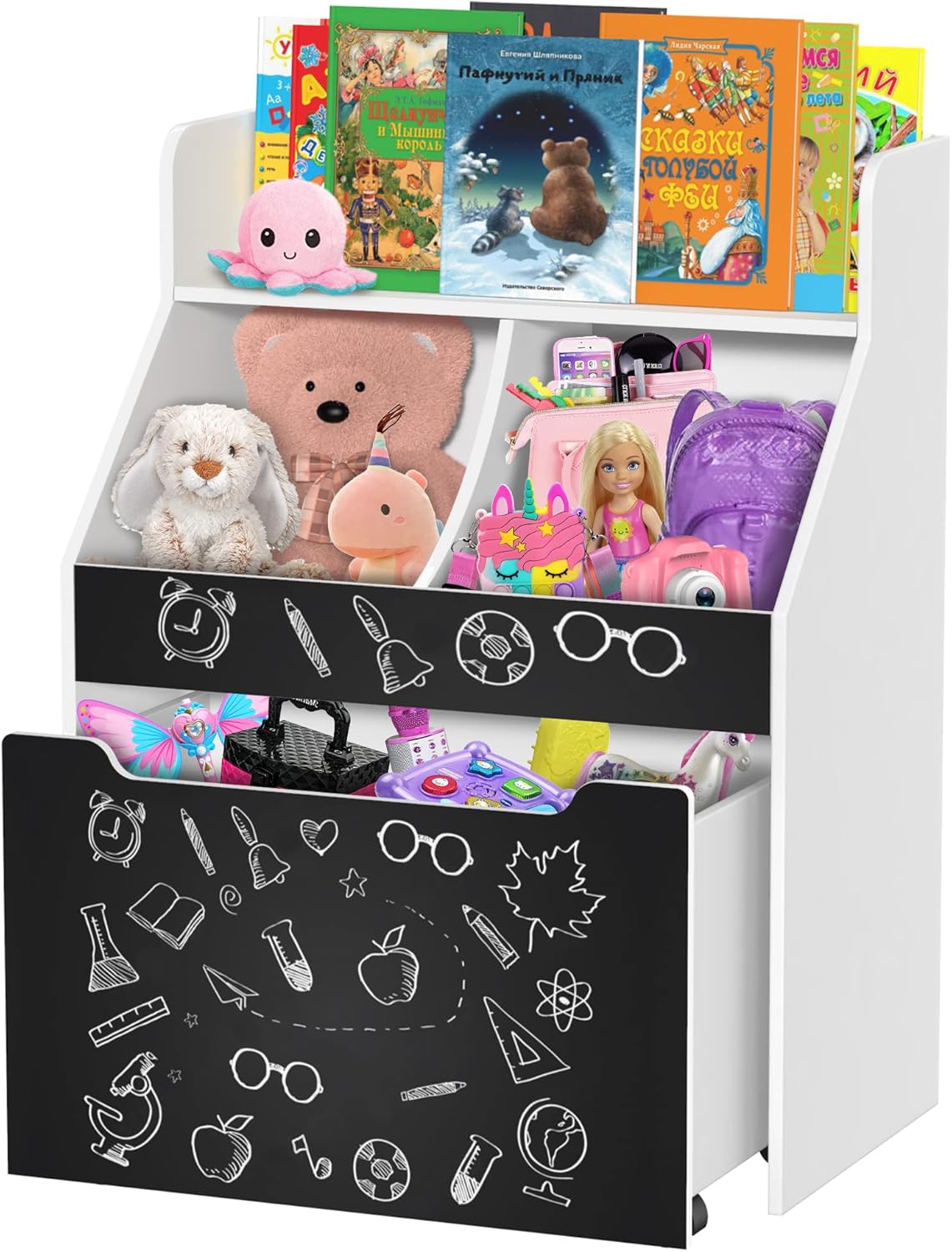 Toy Storage Organizer Kids Bookshelf Rolling Toy Box for Boys Girls Play Room Bedroom9