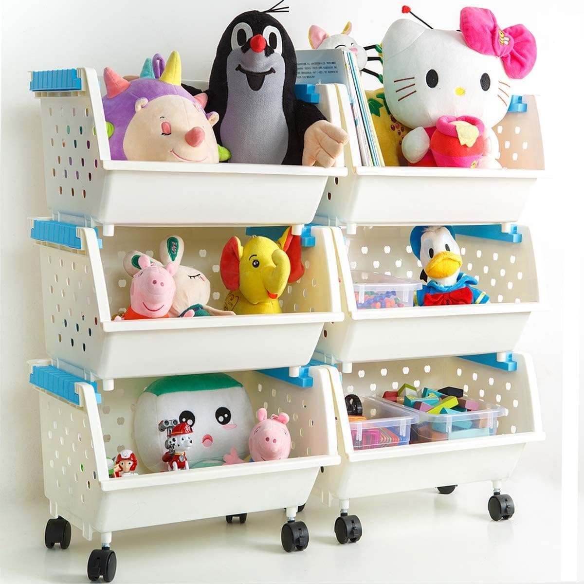 Toys Chest Large Baskets Storage Bins Organizer with Wheels For Kids Can Move EverywhereNatural Primary (Primary Collection)(6 White) Toys Chest Large Baskets Storage Bins Organizer with Wheels For Kids Can Move EverywhereNatural/Primary (Primary Collection)(6 White)