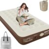 Twin Air Mattress with Built in Pump, Inflatable Mattress with Flocked Top,Fast & Easy Blow Up Mattress with Storage Bag, Luxury Rest Airbed for Home, Camping & Guests