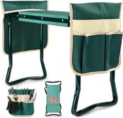Upgraded Garden Kneeler and Seat with Thicken & Widen Soft Kneeling Pad,Heavy Duty Foldable Gardener Stool with 2 Tool Pouches,Gardening Gifts for Women Mom Men Seniors¡­… (Green)