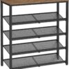 VASAGLE Shoe Rack for Entryway, 5 Tier Shoe Storage Shelves, 16-20 Pairs Shoe Organizer, with Sturdy Wooden Top and Steel Frame, Free Standing, Industrial, Honey Brown and Ink Black ULBS038K01