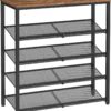VASAGLE Shoe Rack for Entryway, 5 Tier Shoe Storage Shelves, 16-20 Pairs Shoe Organizer, with Sturdy Wooden Top and Steel Frame, Free Standing, Industrial, Rustic Brown and Ink Black ULBS038B01
