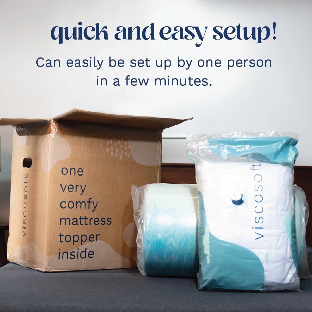 ViscoSoft 4 Inch Pillow Top Memory Foam Mattress Topper California King - Serene Lux Dual Layer Mattress Bed Pad8