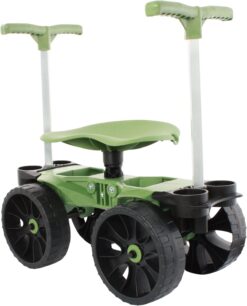 Wheelie Easy-Up | Wheeled Garden Stool with Handles Relieve Pain Getting Up and Down | Gardening Work-Seat with Wheels for Elderly Seniors | Made in USA by Vertex | Model EX530