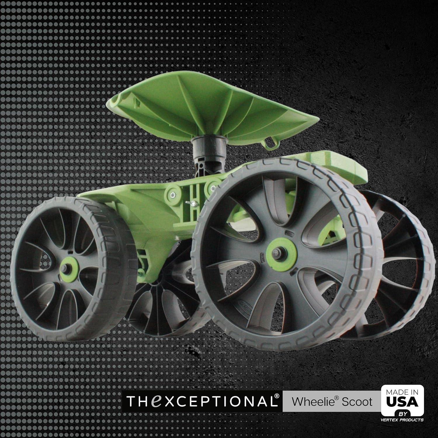 Wheelie Scoot Premium Rolling Work Seat Comfort Utility Garden Stool with Never Flat Wheels Made in USA by Vertex Model EX5007