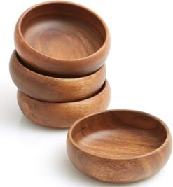 Woodard & Charles Acacia Wood Snack Serving Bowl, Set of 4, 6" x 2" (Set of 4)