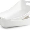 YHOSSEUN Large Serving Bowls with Handles Rectangle Serving Dishes For Entertaining, 1.5 Quarts White Serving Platter Porcelain Bowl Set, 2 Pack