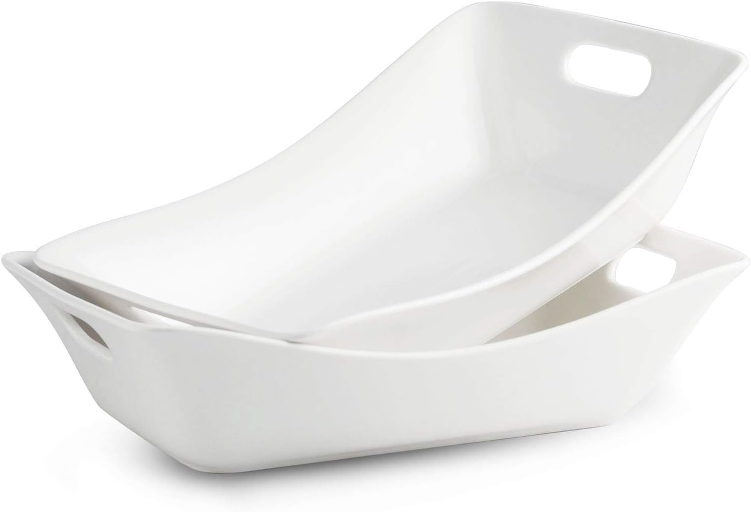 YHOSSEUN Large Serving Bowls with Handles Rectangle Serving Dishes For Entertaining, 1.5 Quarts White Serving Platter Porcelain Bowl Set, 2 Pack YHOSSEUN Large Serving Bowls with Handles Rectangle Serving Dishes For Entertaining, 1.5 Quarts White Serving Platter Porcelain Bowl Set, 2 Pack