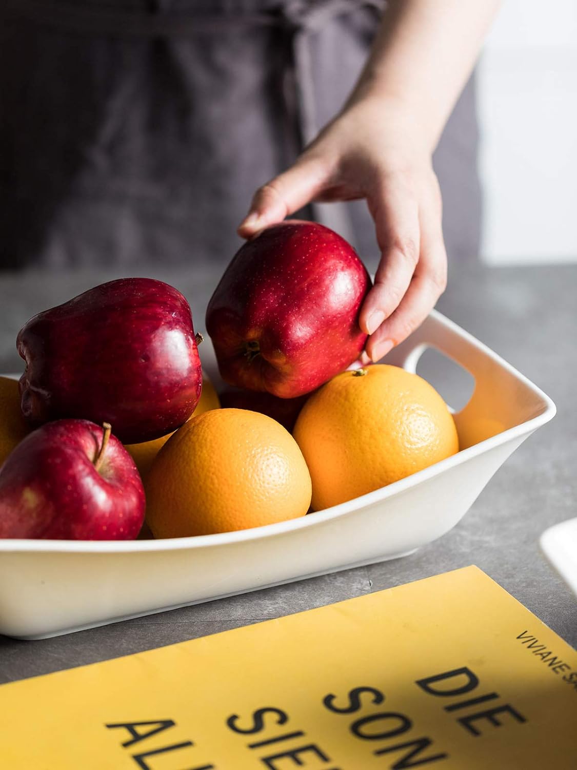 YHOSSEUN Large Serving Bowls with Handles Rectangle Serving Dishes For Entertaining, 1.5 Quarts White Serving Platter Porcelain Bowl Set, 2 Pack0