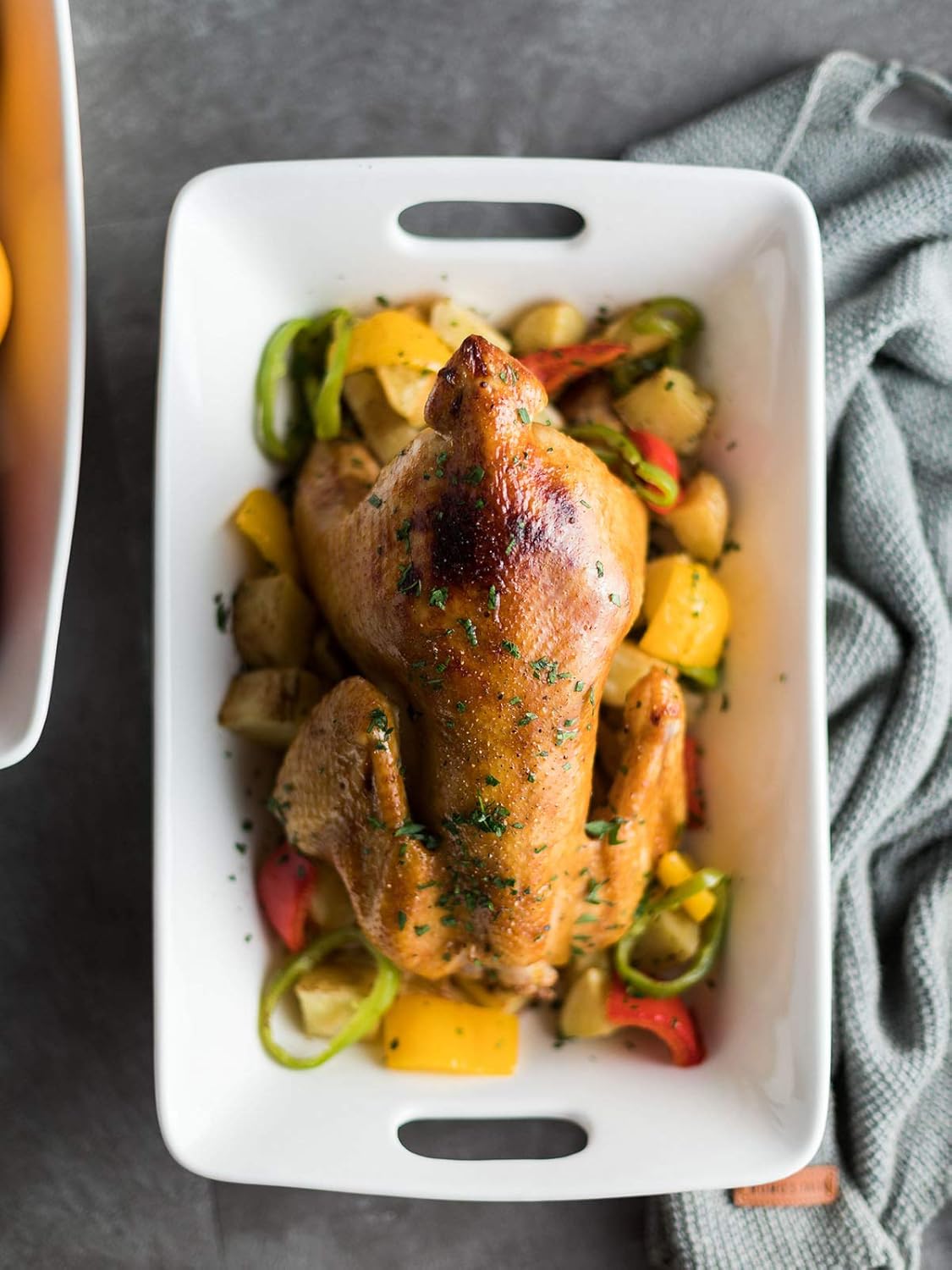 YHOSSEUN Large Serving Bowls with Handles Rectangle Serving Dishes For Entertaining, 1.5 Quarts White Serving Platter Porcelain Bowl Set, 2 Pack8