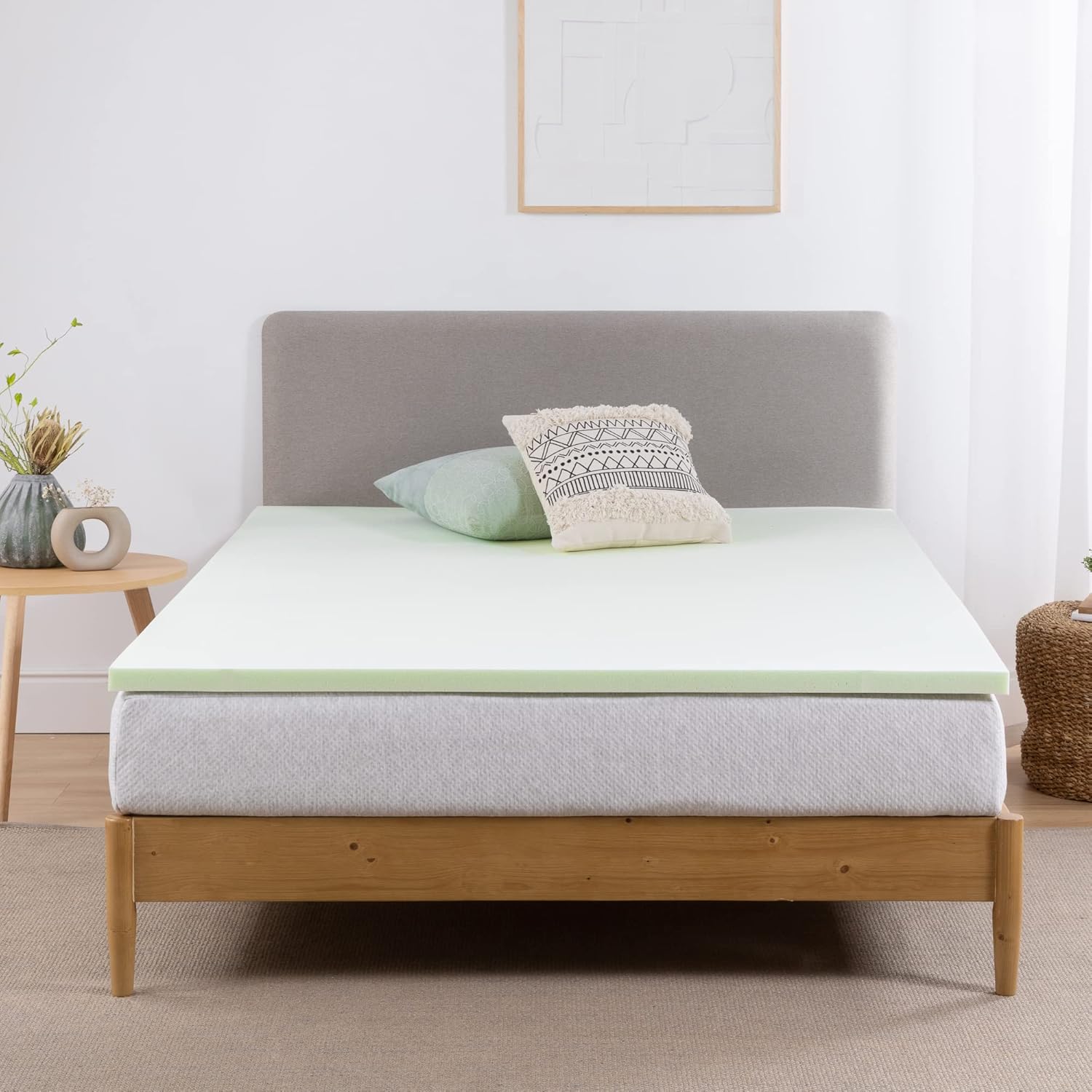 ZINUS 1.5 Inch Green Tea Memory Foam Mattress Topper, Pressure-Relieving Layers, CertiPUR-US Certified, Full0
