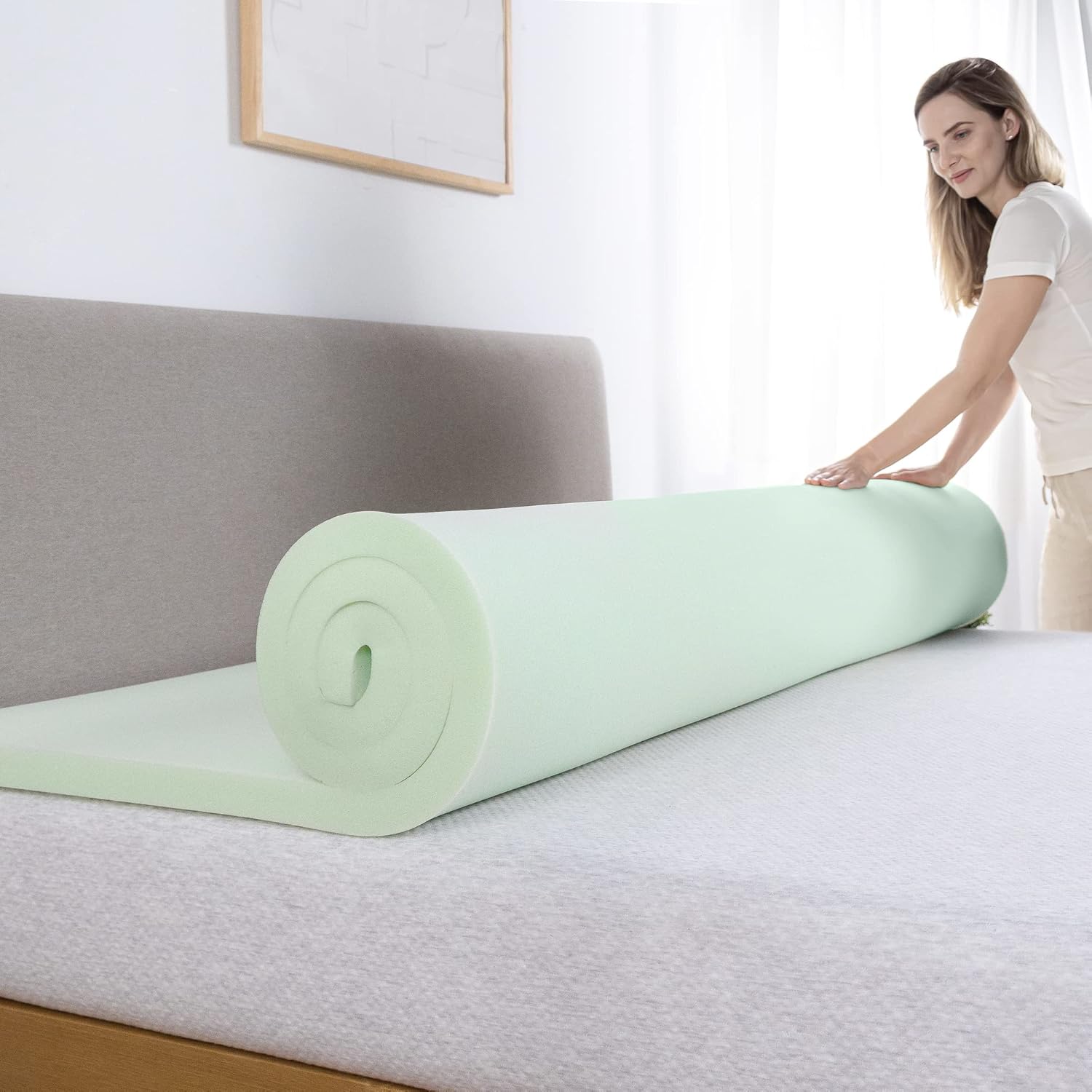 ZINUS 1.5 Inch Green Tea Memory Foam Mattress Topper, Pressure-Relieving Layers, CertiPUR-US Certified, Full8