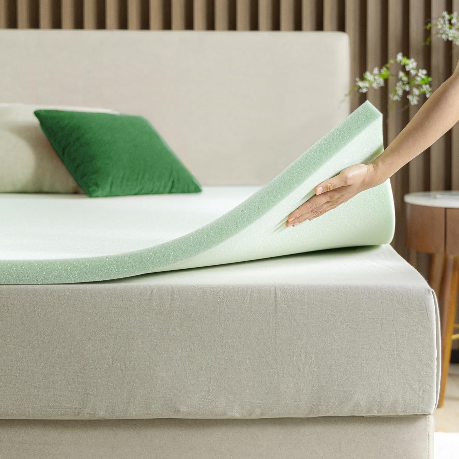 ZINUS 1.5 Inch Green Tea Memory Foam Mattress Topper, Smaller, More Convenient WonderBox Packaging, Pressure-Relieving Layers, CertiPUR-US Certified, King ZINUS 1.5 Inch Green Tea Memory Foam Mattress Topper, Smaller, More Convenient WonderBox Packaging, Pressure-Relieving Layers, CertiPUR-US Certified, King