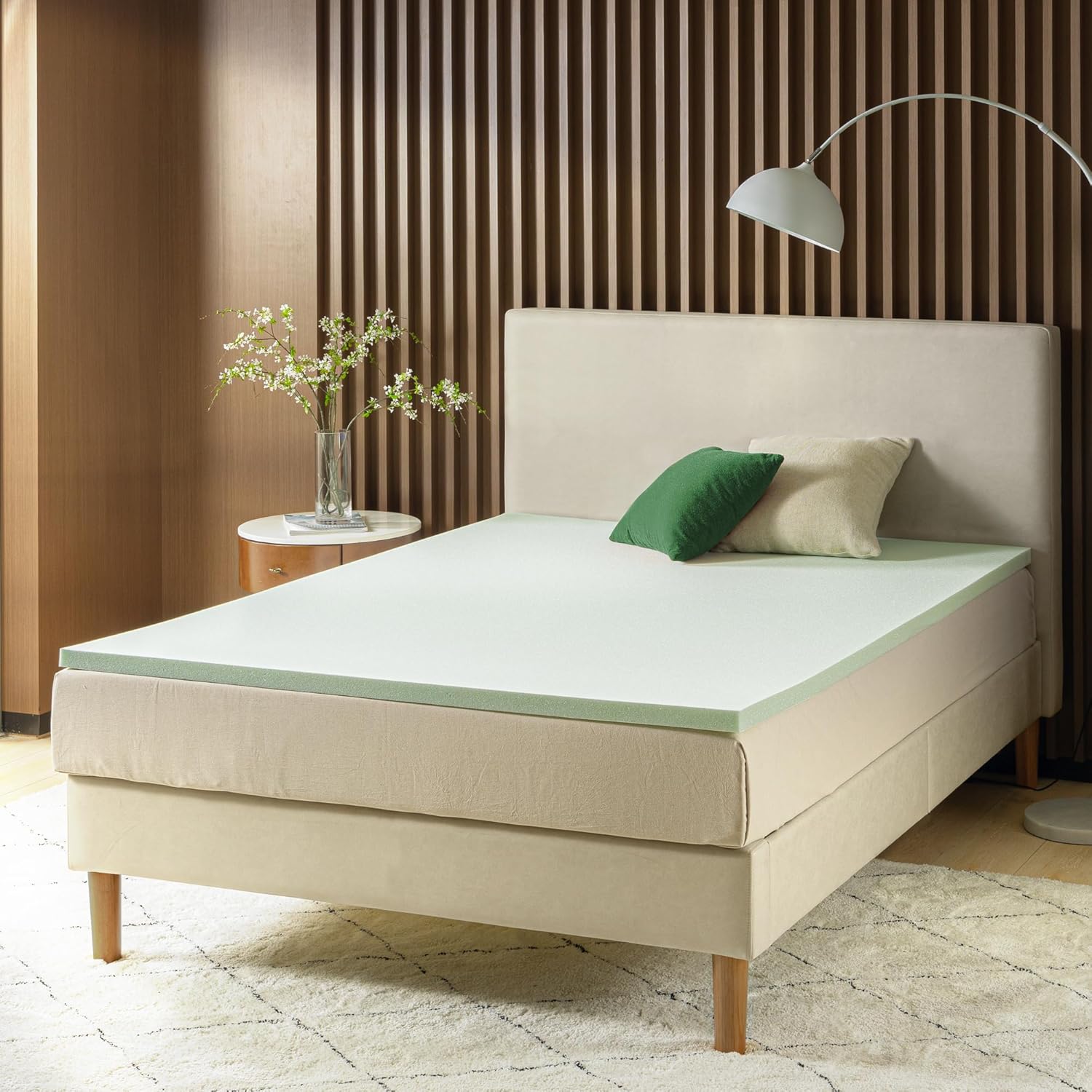 ZINUS 1.5 Inch Green Tea Memory Foam Mattress Topper, Smaller, More Convenient WonderBox Packaging, Pressure-Relieving Layers, CertiPUR-US Certified, Queen78