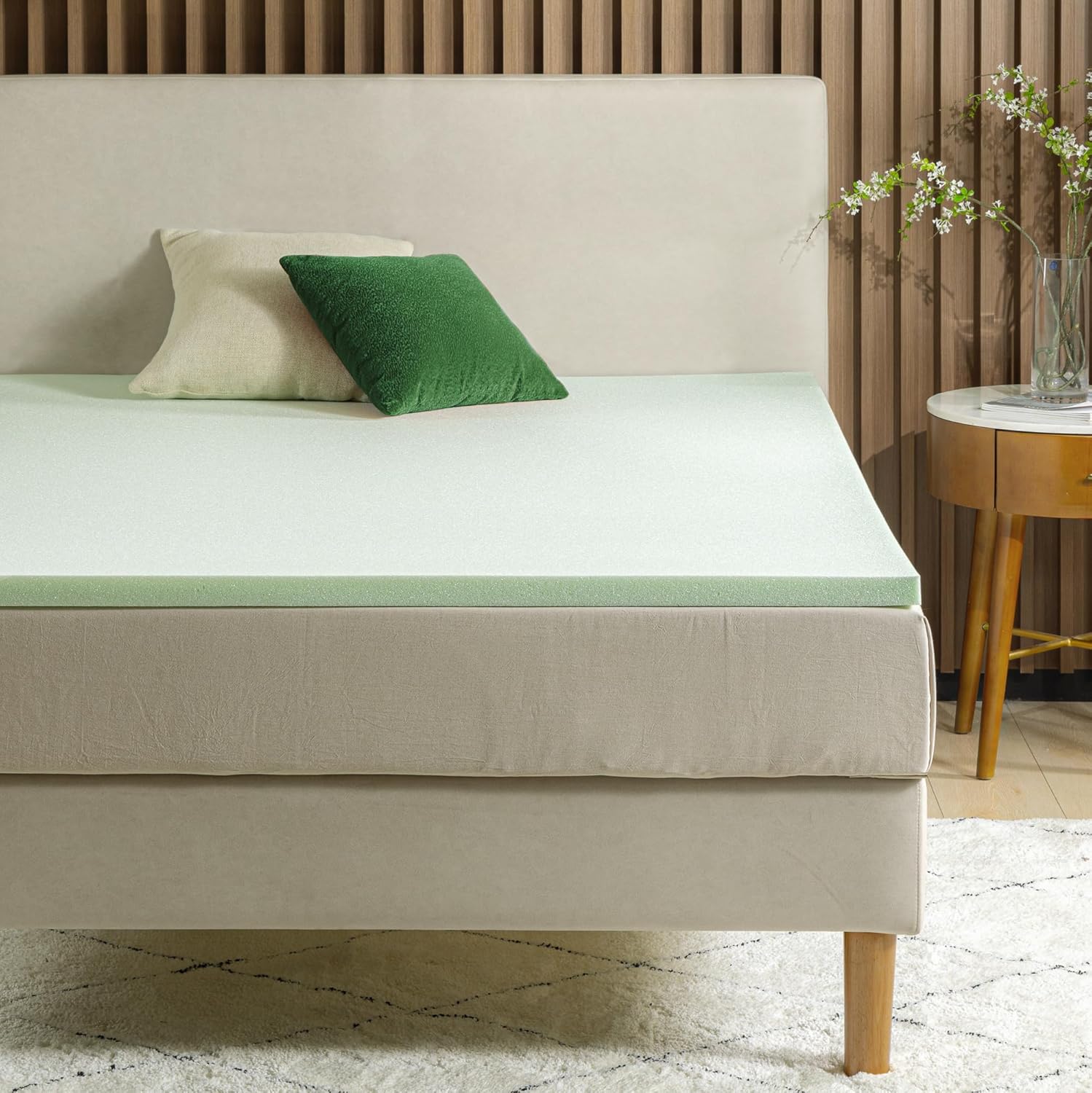 ZINUS 1.5 Inch Green Tea Memory Foam Mattress Topper, Smaller, More Convenient WonderBox Packaging, Pressure-Relieving Layers, CertiPUR-US Certified, Queen8