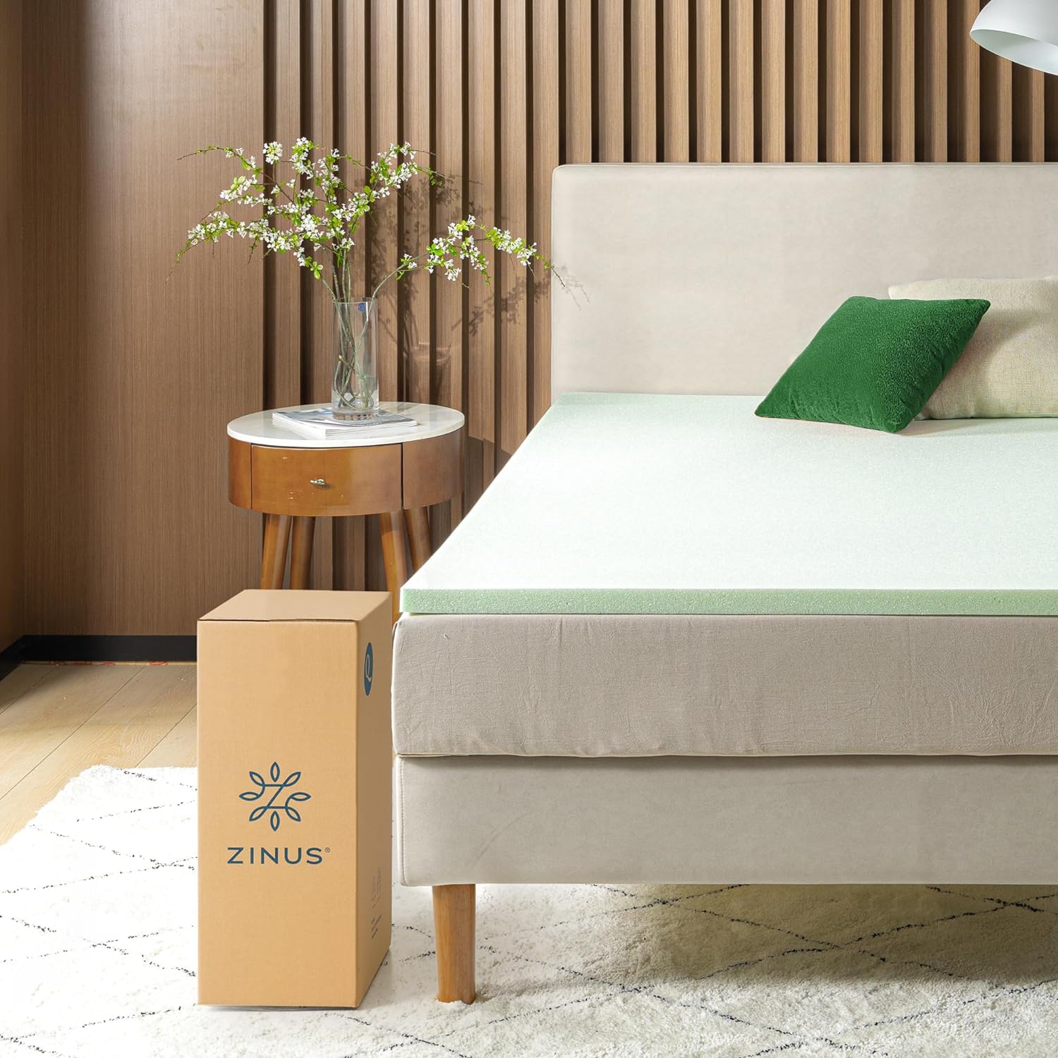 ZINUS 2 Inch Green Tea Memory Foam Mattress Topper, Smaller, More Convenient WonderBox Packaging, Pressure-Relieving Layers, CertiPUR-US Certified, Full4