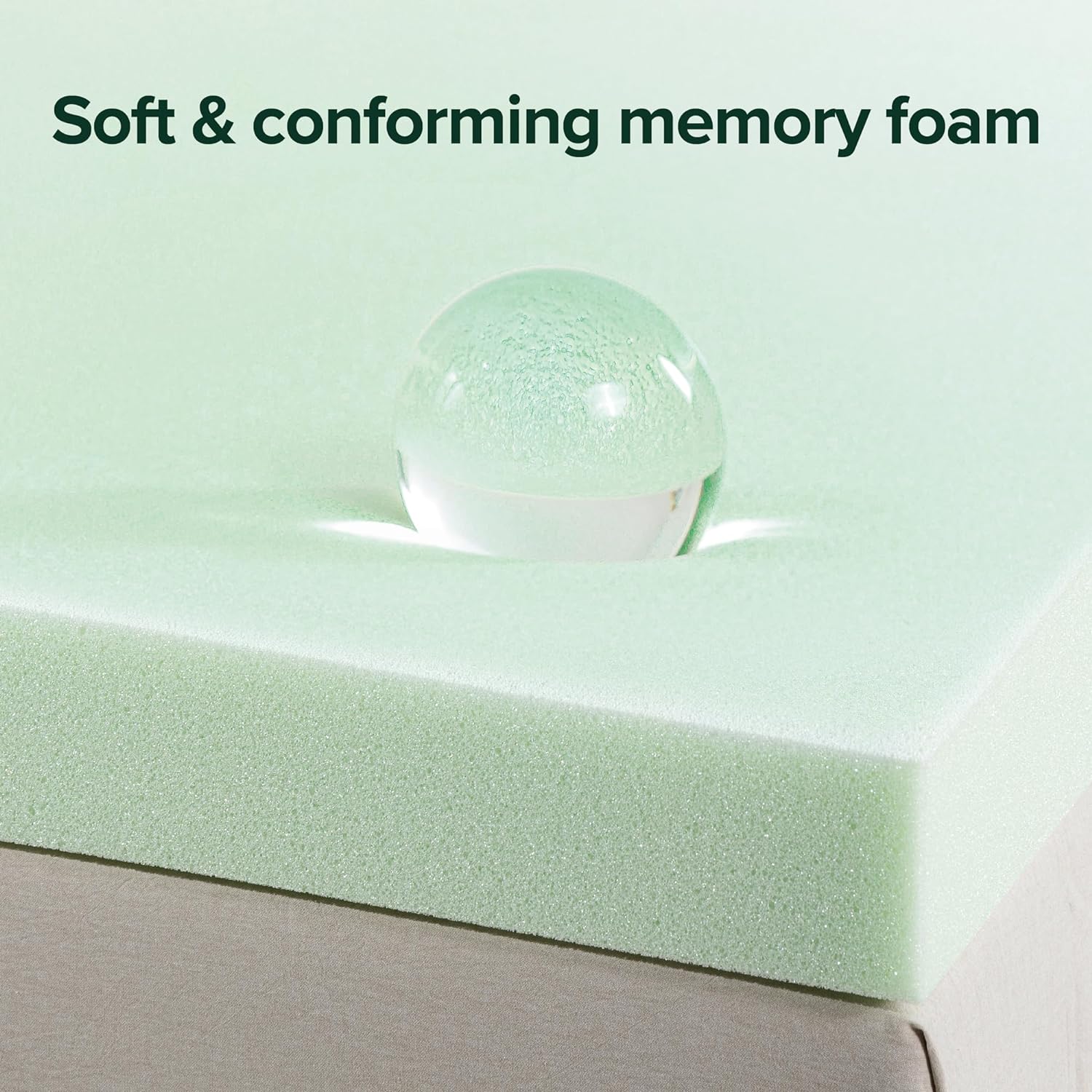 ZINUS 3 Inch Green Tea Memory Foam Mattress Topper, Smaller, More Convenient WonderBox Packaging, Pressure-Relieving Layers, CertiPUR-US Certified, Full3