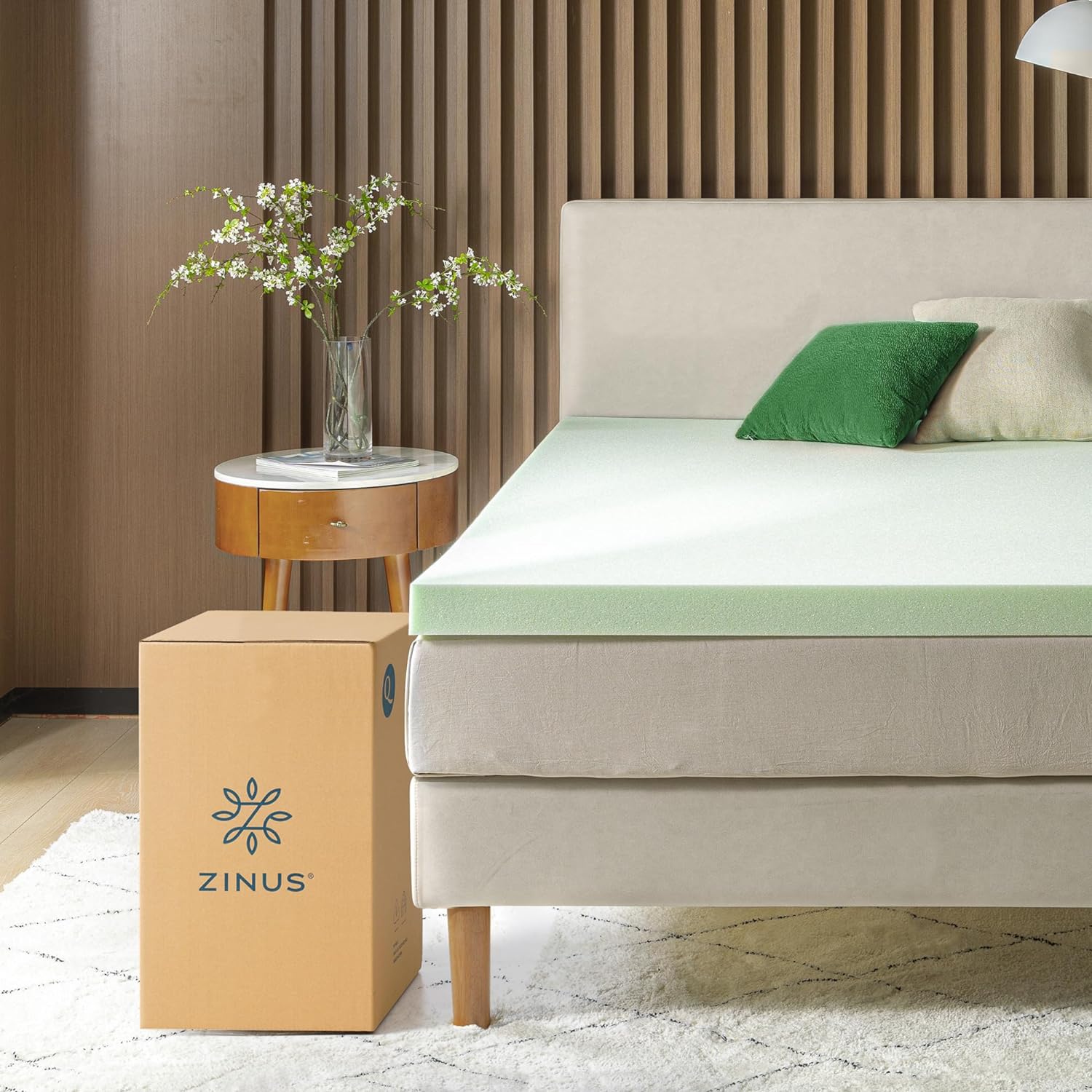 ZINUS 3 Inch Green Tea Memory Foam Mattress Topper, Smaller, More Convenient WonderBox Packaging, Pressure-Relieving Layers, CertiPUR-US Certified, Full4