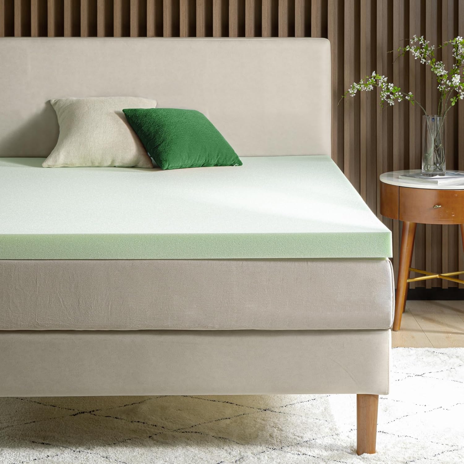 ZINUS 3 Inch Green Tea Memory Foam Mattress Topper, Smaller, More Convenient WonderBox Packaging, Pressure-Relieving Layers, CertiPUR-US Certified, King 6