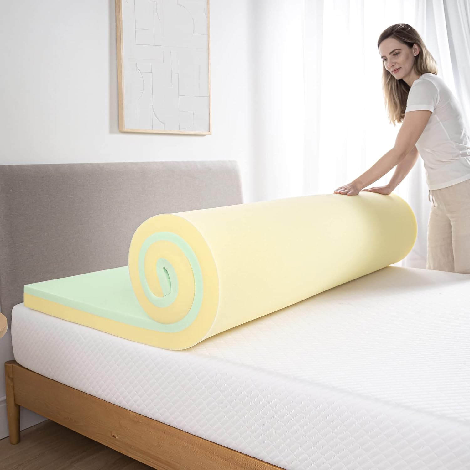 ZINUS 4 Inch Green Tea Memory Foam Mattress Topper, Pressure-Relieving Layers, CertiPUR-US Certified, Twin8