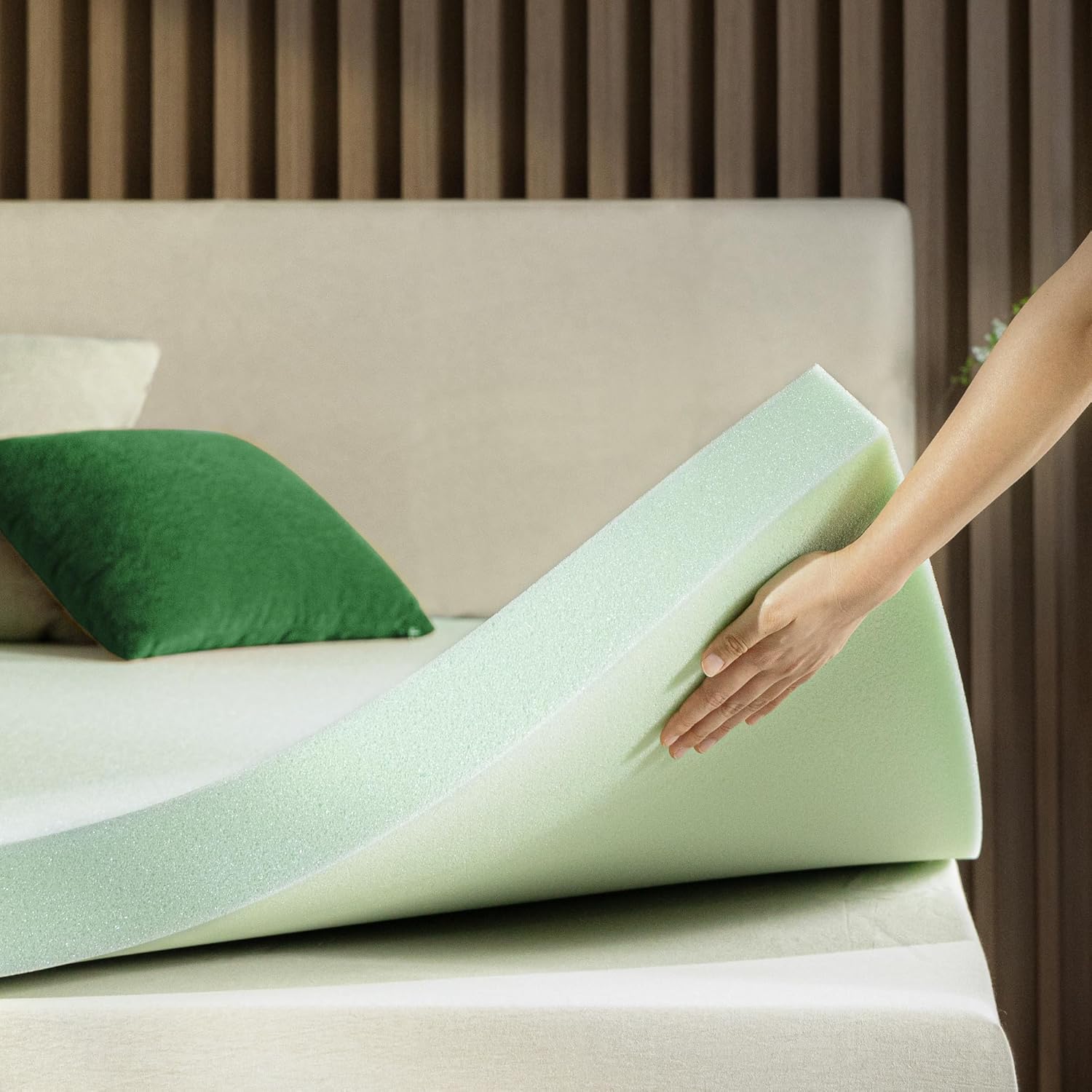 ZINUS 4 Inch Green Tea Memory Foam Mattress Topper, Smaller, More Convenient WonderBox Packaging, Pressure-Relieving Layers, CertiPUR-US Certified, Short Queen ZINUS 4 Inch Green Tea Memory Foam Mattress Topper, Smaller, More Convenient WonderBox Packaging, Pressure-Relieving Layers, CertiPUR-US Certified, Short Queen