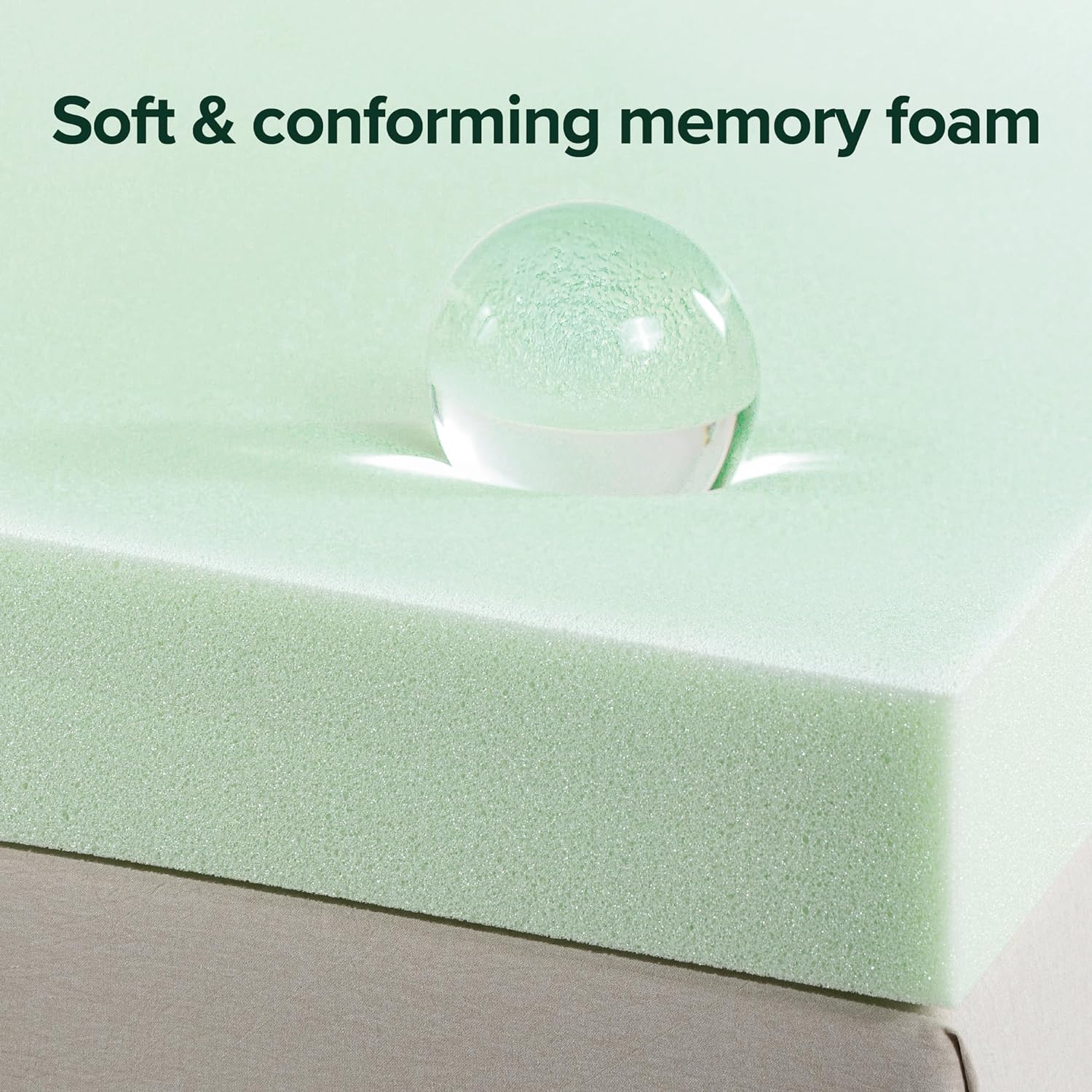 ZINUS 4 Inch Green Tea Memory Foam Mattress Topper, Smaller, More Convenient WonderBox Packaging, Pressure-Relieving Layers, CertiPUR-US Certified, Short Queen3