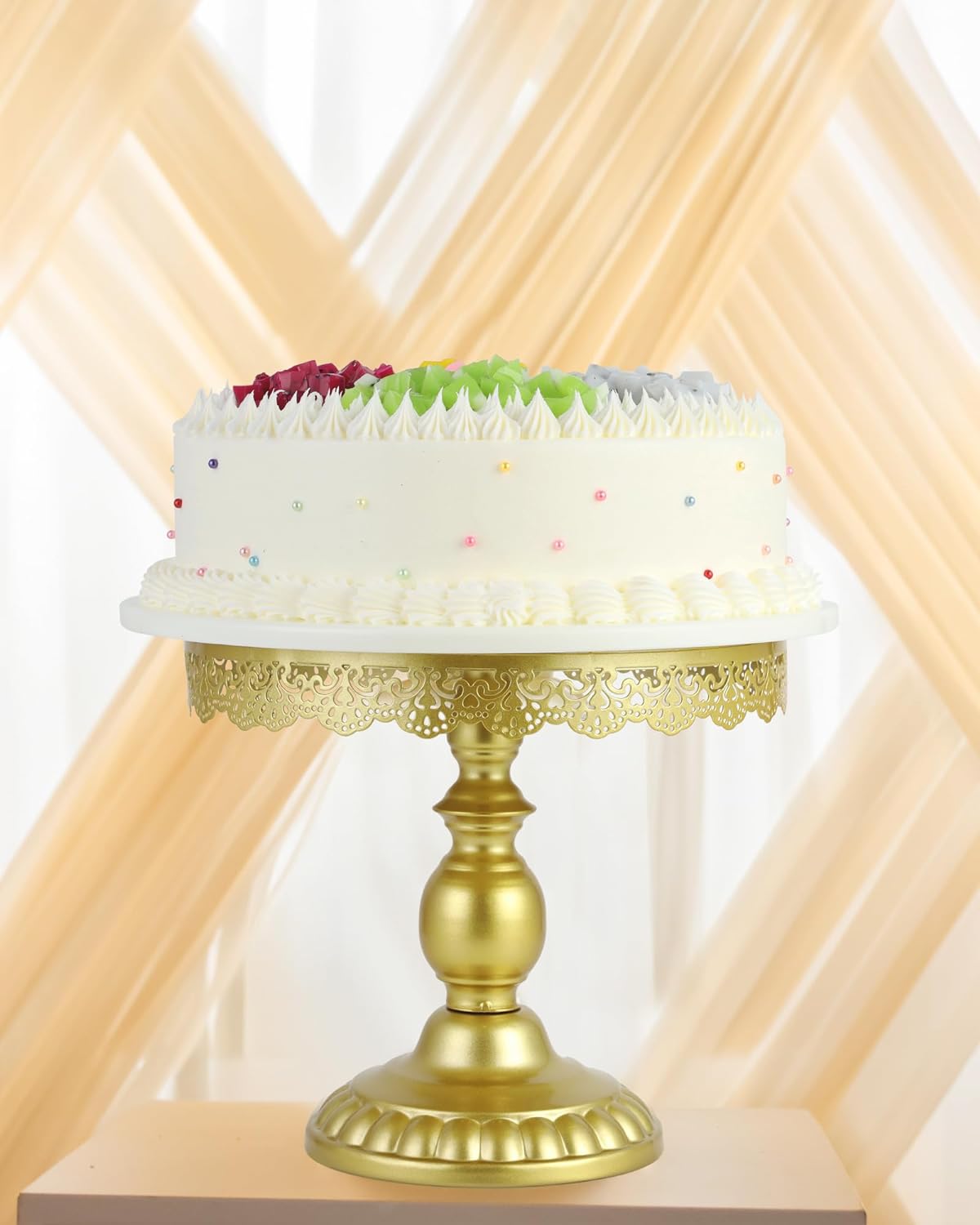 ZUMELER Gold 5Pcs Cake Stands Set Metal Round Cupcake Holder Cookies Dessert Display Plate Serving Tower Tray Platter with Handl for Baby Shower Wedding Birthday Party Celebration7