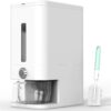 25lb Rice Dispenser - Air Tight Grain & Rice Container With Easy To Use Dispensing, Measuring Cup, & Sponge - NEW White Design Grain Storage Container
