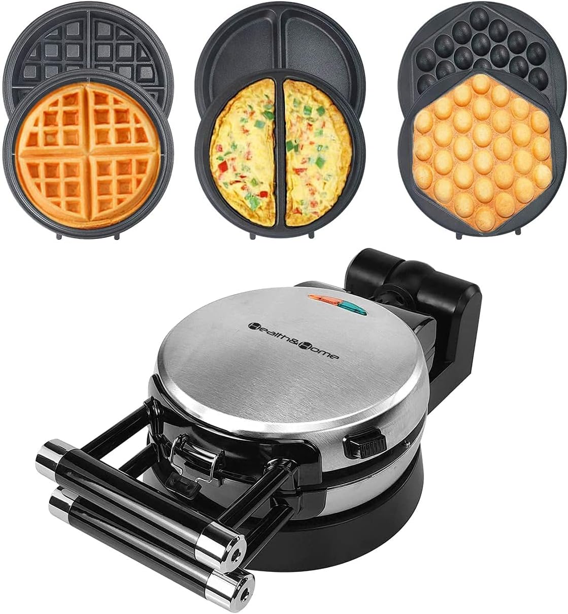 3-in-1 Waffle, Omelet, Egg Waffle Maker, 3 Removable Nonstick Baking Plates, Upgraded 360 Rotating Belgian Maker 3-in-1 Waffle, Omelet, Egg Waffle Maker, 3 Removable Nonstick Baking Plates, Upgraded 360 Rotating Belgian Maker