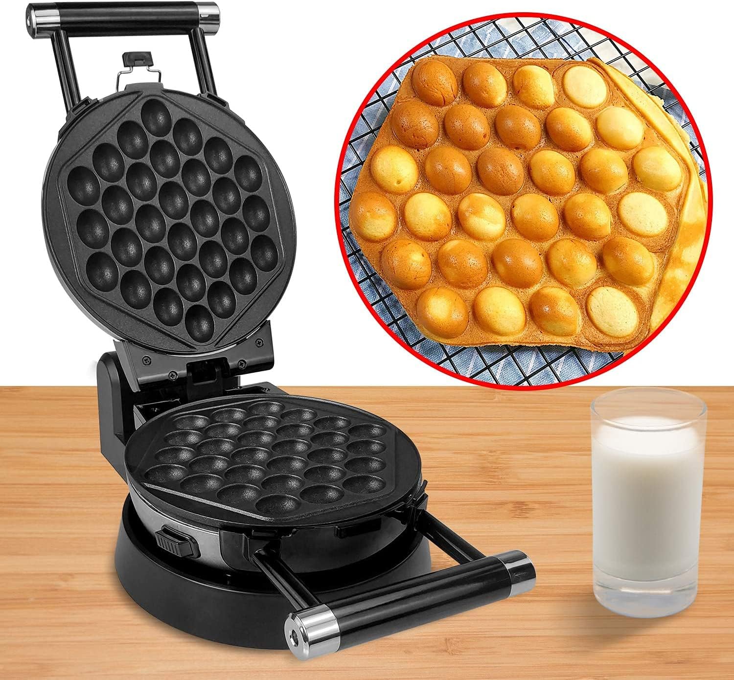 3-in-1 Waffle, Omelet, Egg Waffle Maker, 3 Removable Nonstick Baking Plates, Upgraded 360 Rotating Belgian Maker4