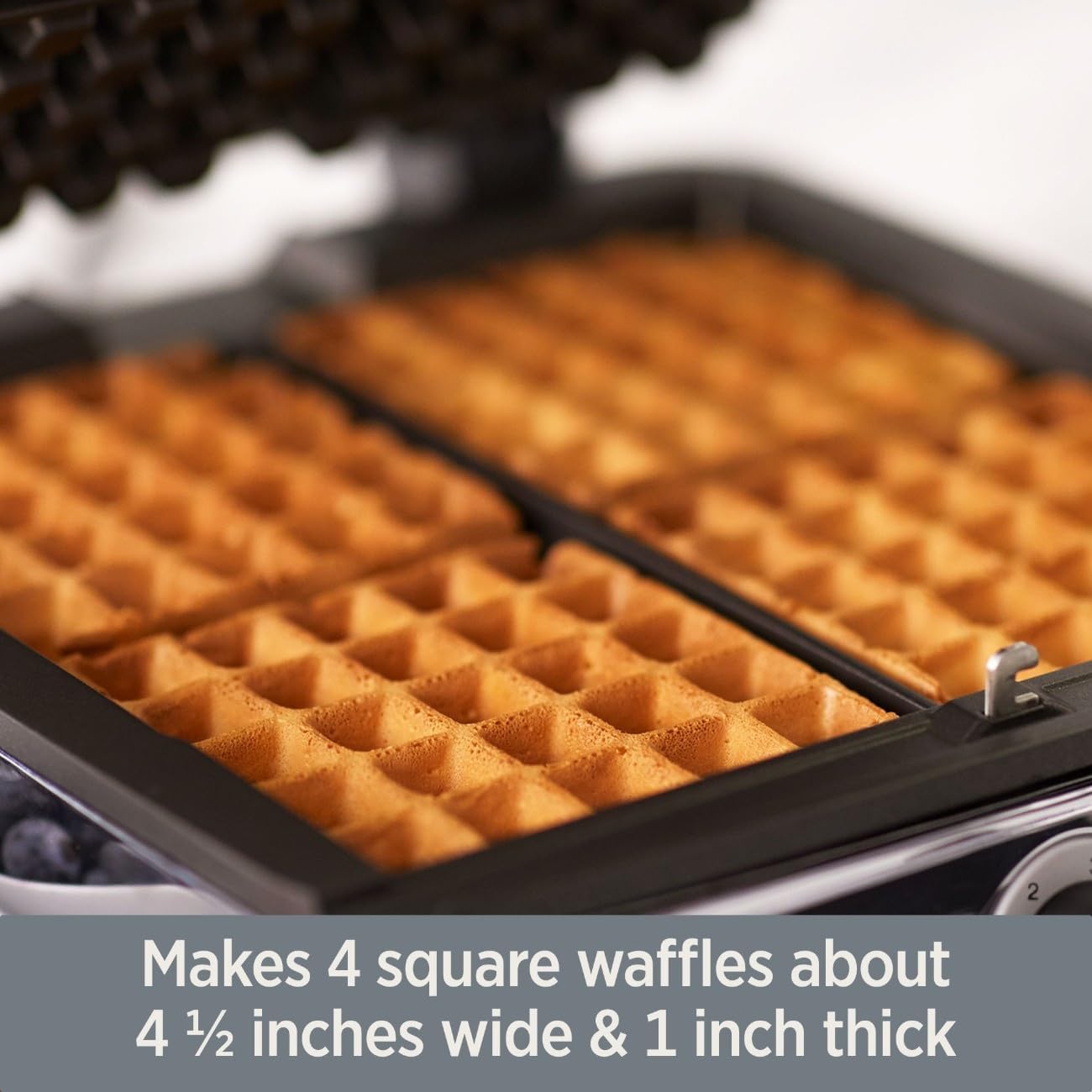 All-Clad Electrics Stainless Steel Waffle Maker 4 Section Nonstick, Upright Storage 1600 Watts 6 Browning Levels, Square, Belgium Waffle, Removable Plates, Dishwasher Safe1
